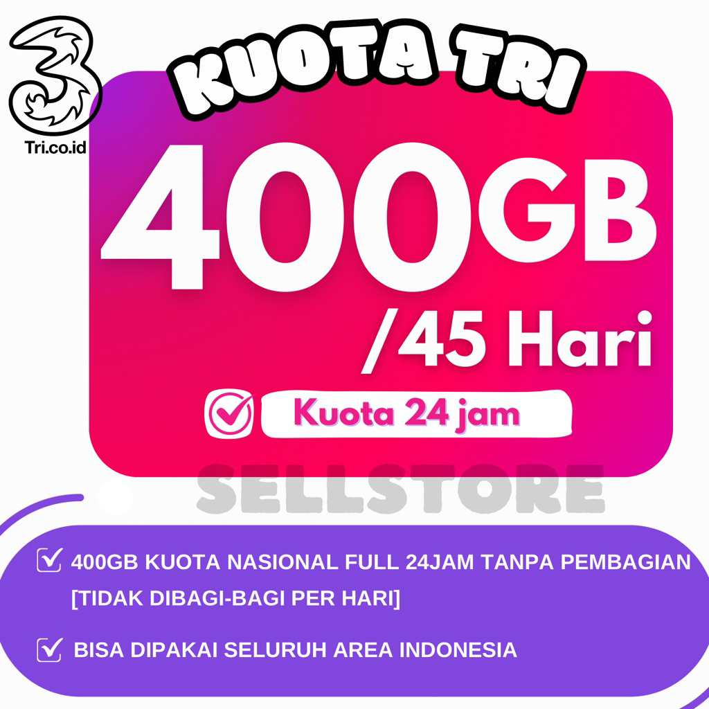 KUOTA TRI 400GB 300GB 110GB 60GB 55GB 42GB
