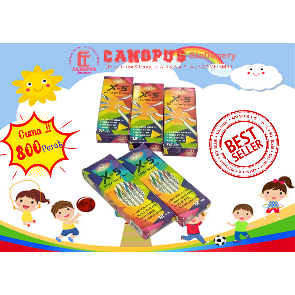 

Pulpen Ulir ESCO X 5 warna Hitam harga satuan / pcs ya