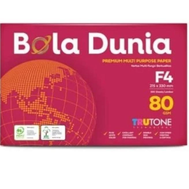 

kertas HVS fotocopy print F4/folio 80gram bola dunia /rim