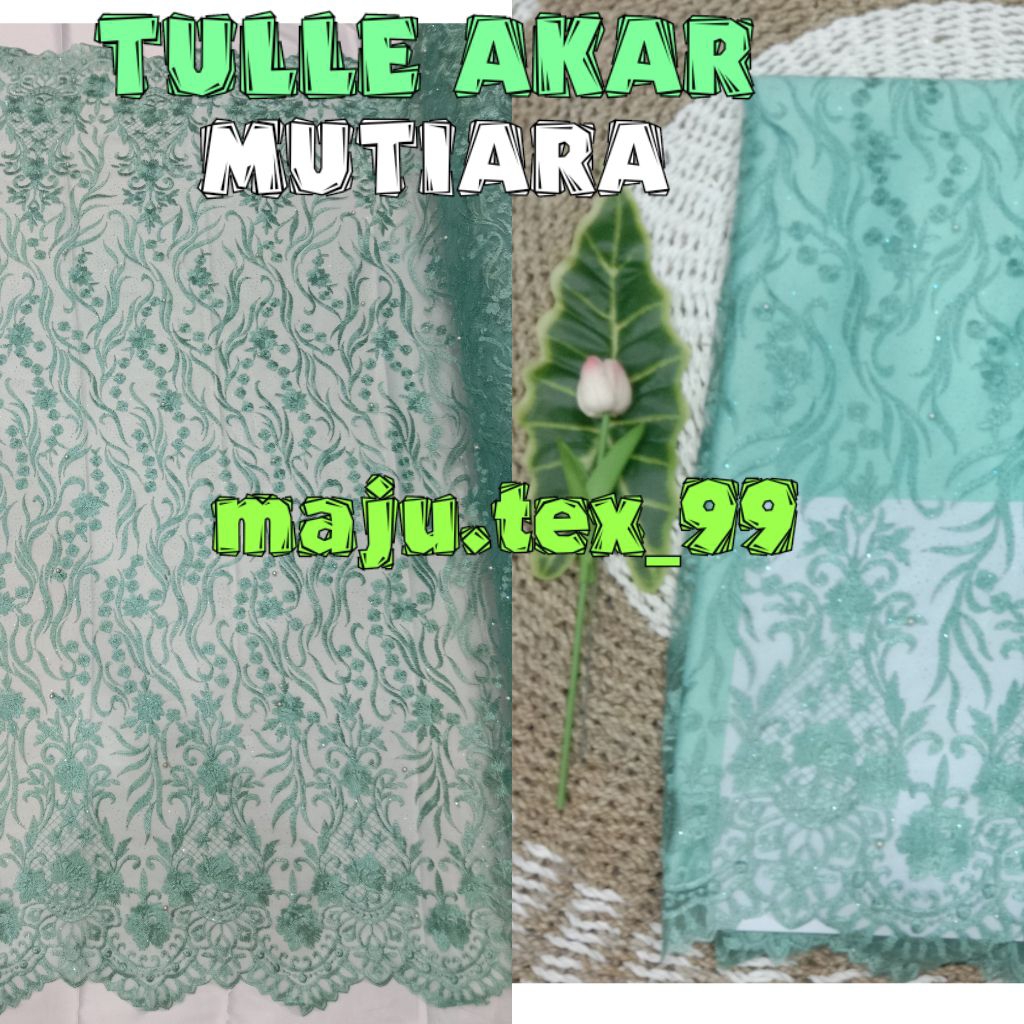 Kain TILE AKAR MUTIARA Double renda  // bahan brokat kebaya