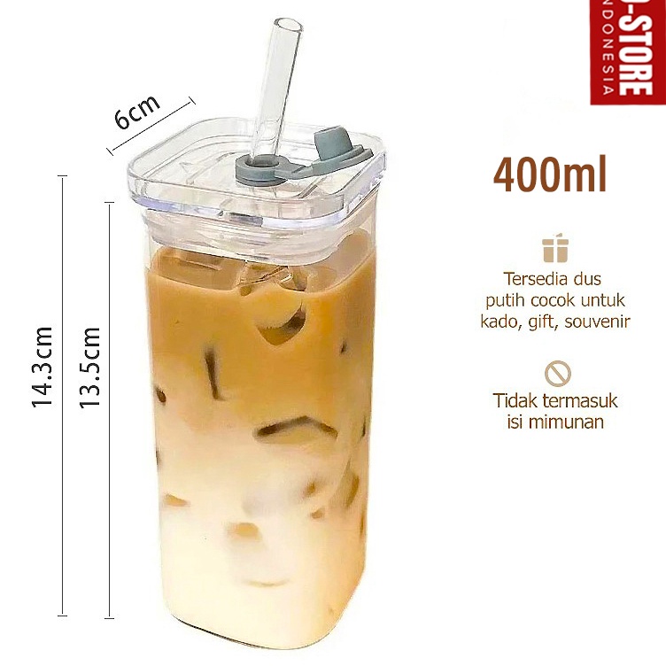 Trendy Free Sedotan Gelas Tumbler Kaca Sedotan Mug Lucu Bening Gelas Estetik Tumbler Minum Kaca Mug 