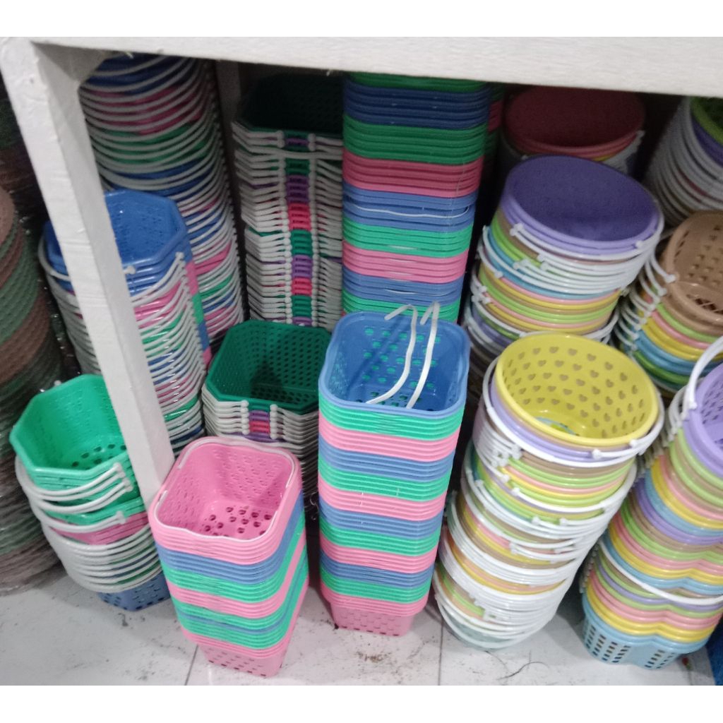 Grosir 20 Buah Aneka Keranjang Souvenir Hadiah Parsel Sabun Mandi Jinjing Tenteng Plastik Bentuk Seg