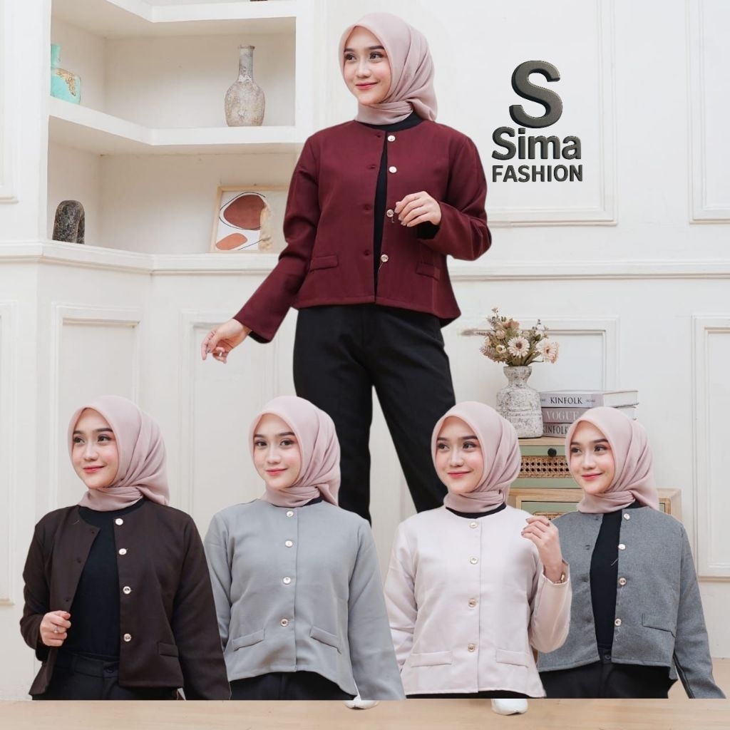 Blazer Wanita Muslimah Formal – Outer Kerja Hijab Modis Elegan