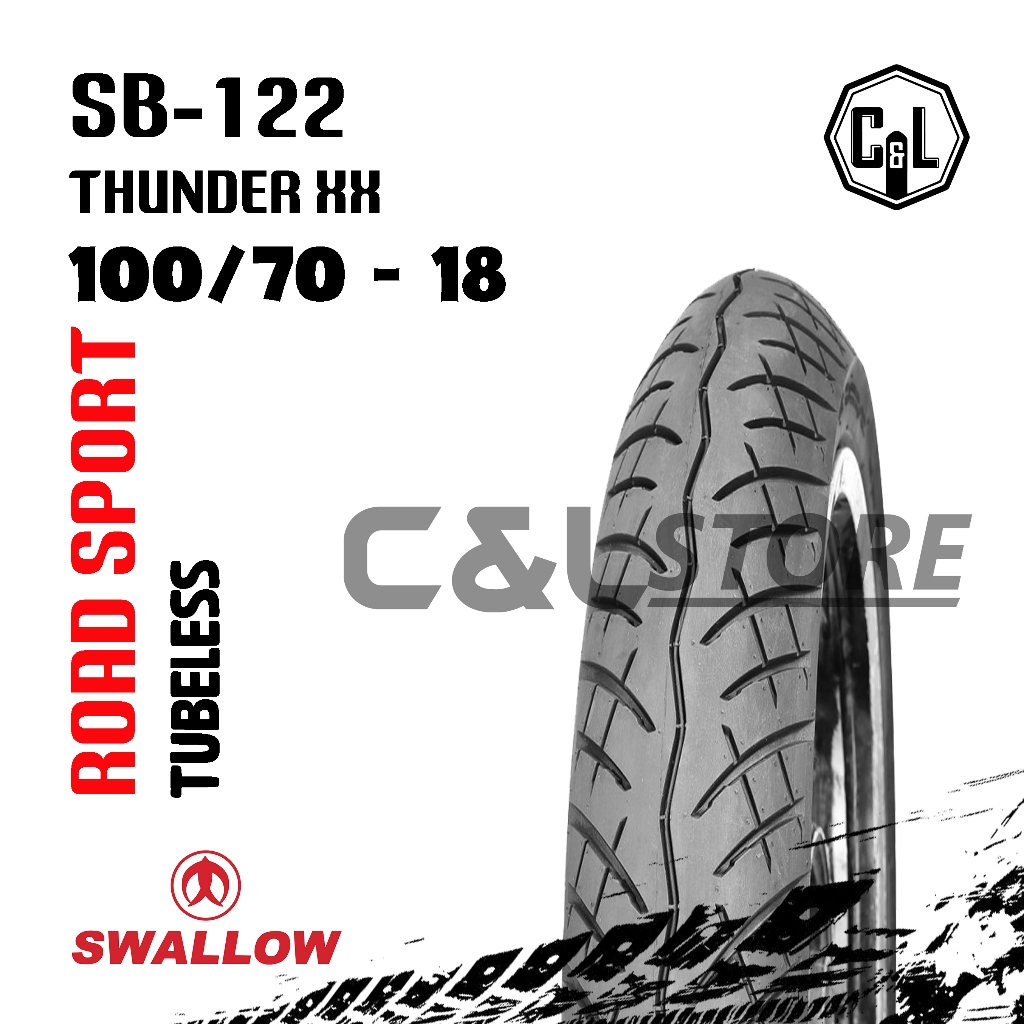 BAN LUAR MOTOR SWALLOW 100/70-18 RING 18 SB-122 THUNDER XX TUBELESS