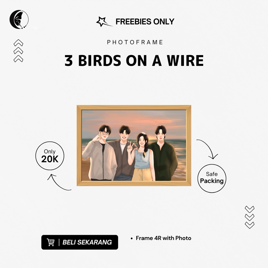 [ FREEBIES ONLY ] PHOTOFRAME 3 BIRDS ON A WIRE