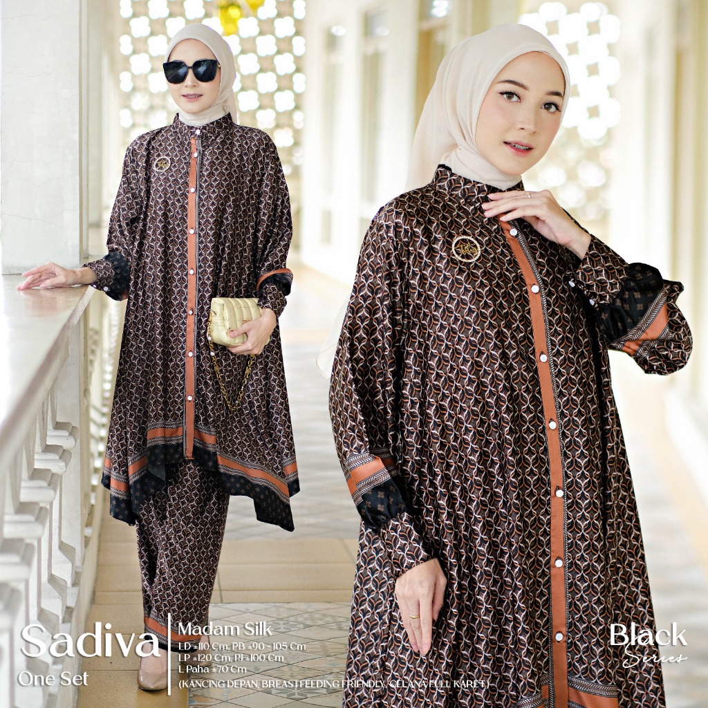 Setulus Signature Sadiva One Set Wanita Muslim Madam Silk Motif Batik Setelan Celana Wanita Ootd Cew