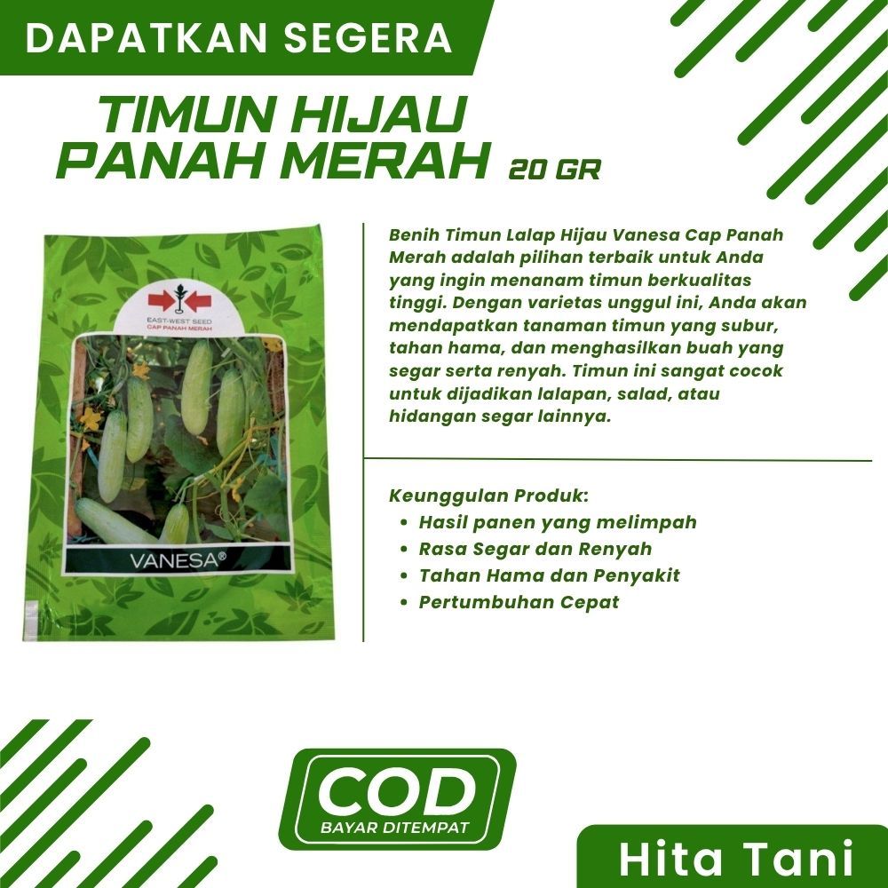 Benih Timun Lalap Hijau Vanesa Cap Panah Merah / Timun Hijau Panah Merah 20 gr