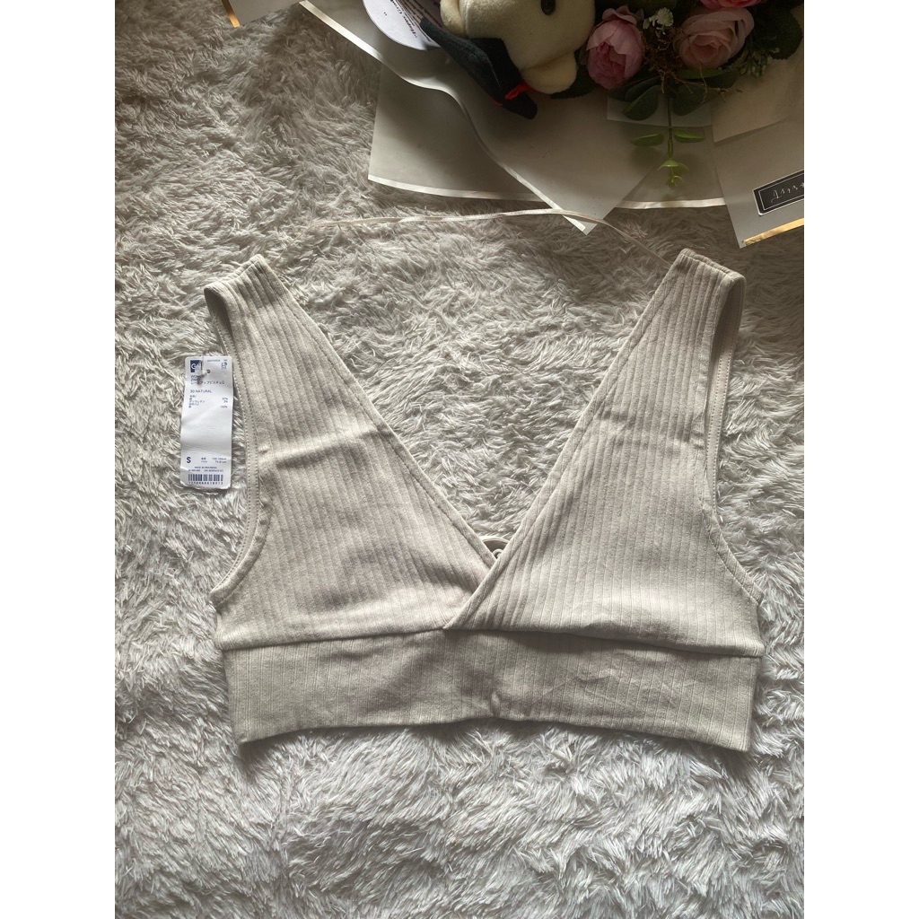 Atasan Vest Rajut Lidi GU Uniqlo New Cream