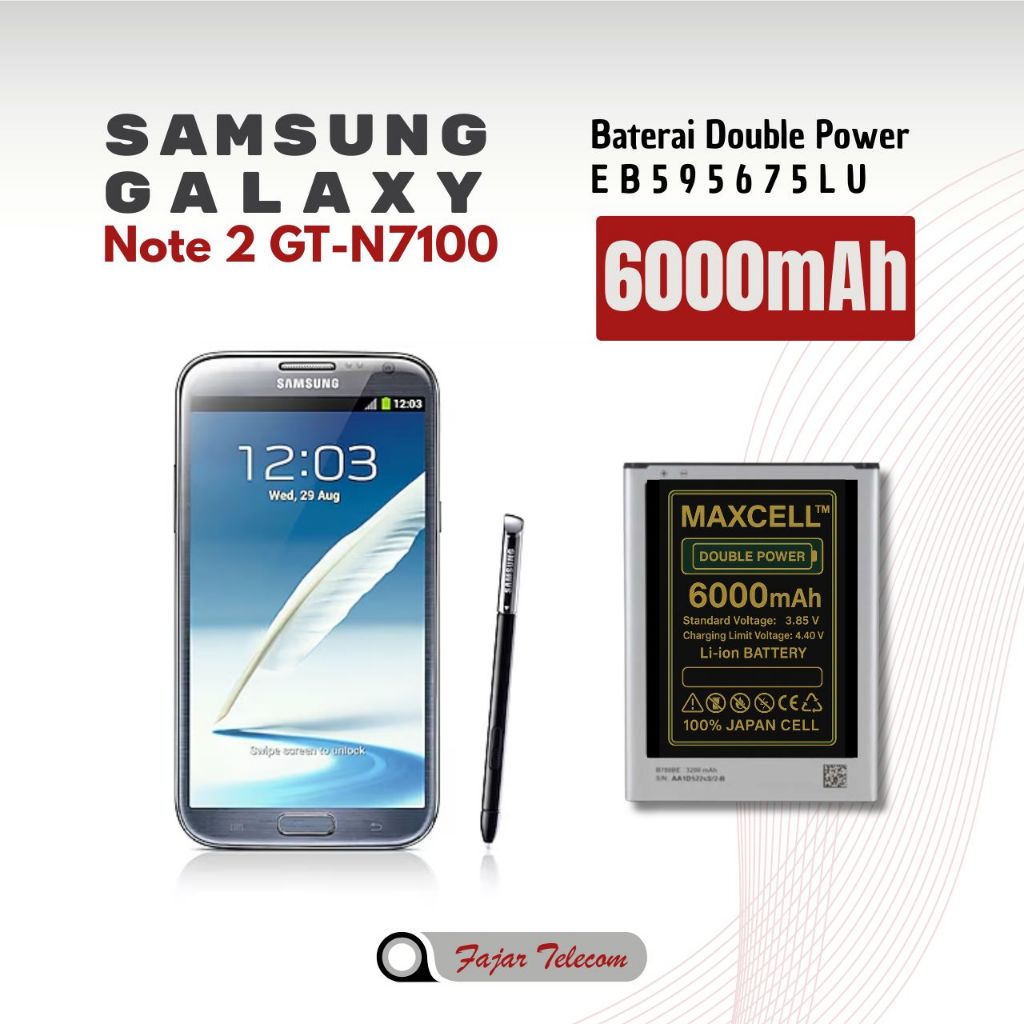 Baterai EB595675LU compatible Samsung Note 2 GT-N7100 Double Power 6000mAh
