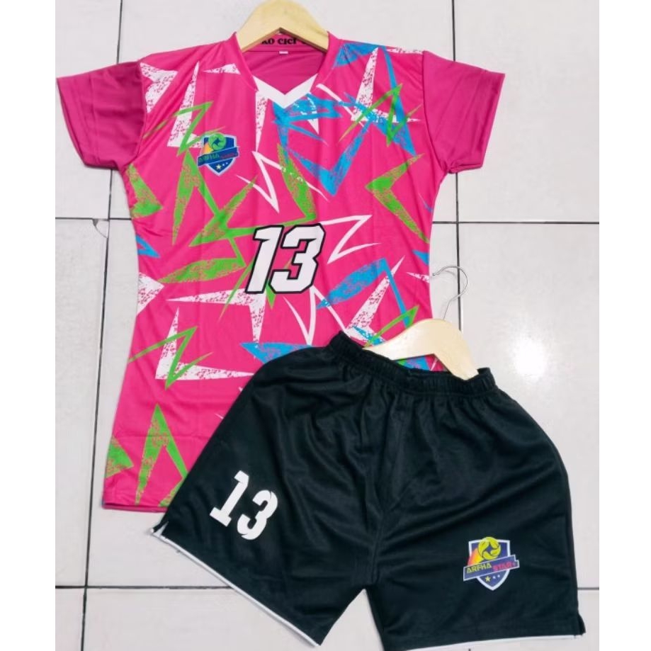COD Set Baju Voli Wanita Jersey Voli Printing Baju Bola
