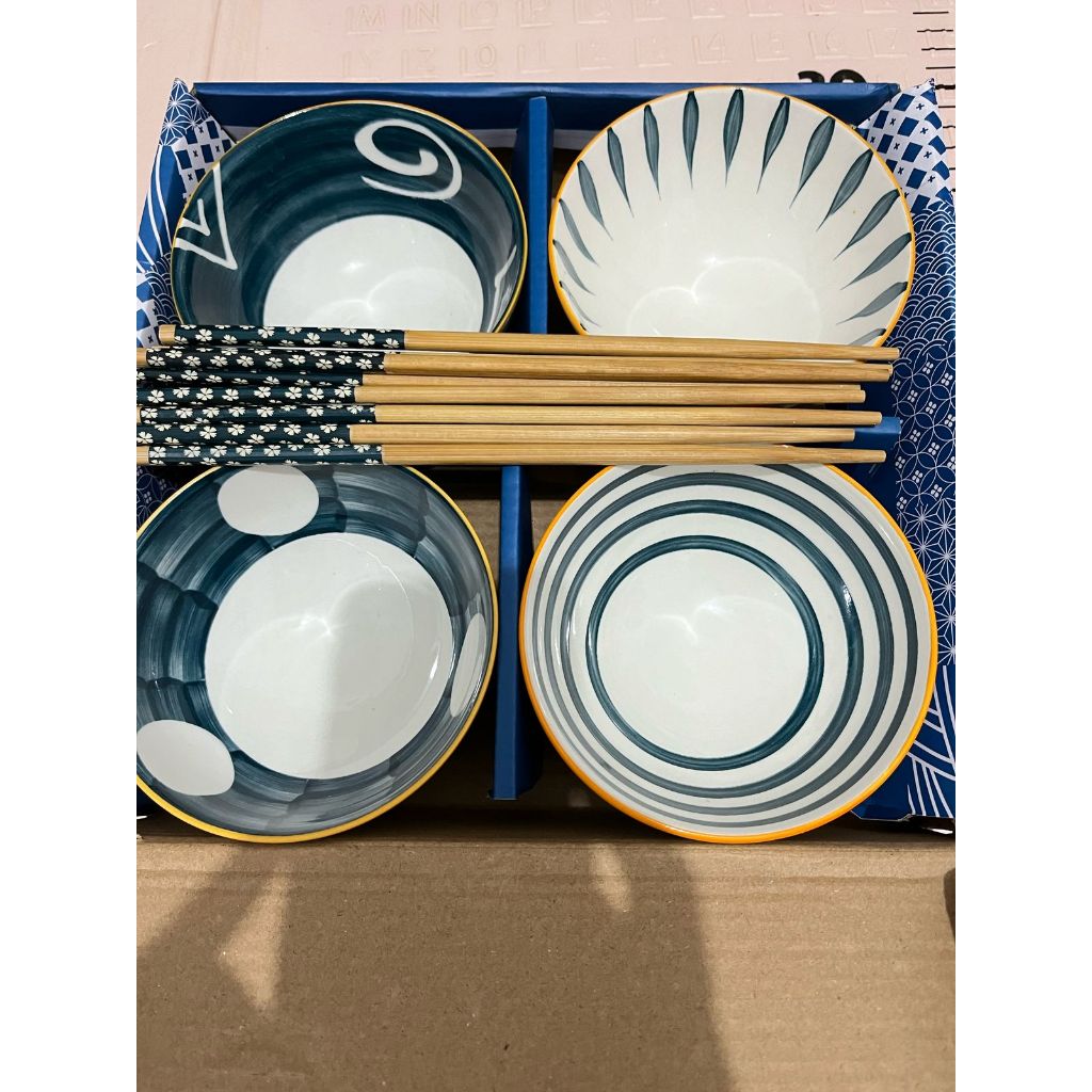 NEW SET MANGKOK DAN SUMPIT/ PERALATAN MAKAN KERAMIK MERK FLOWER/ SET MAKAN KERAMIK