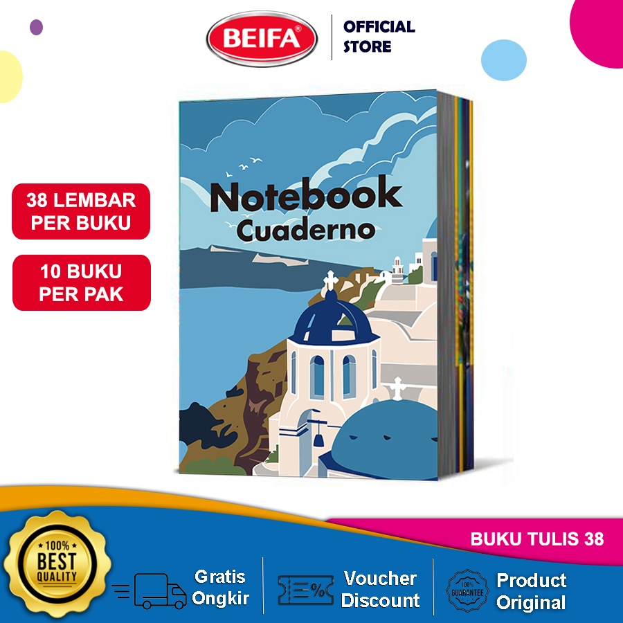 

Beifa Buku Tulis NE1 – 1 Set Isi 10 Buku A5 & B5, Kertas Tebal, Tulis Nyaman, Anti Tembus