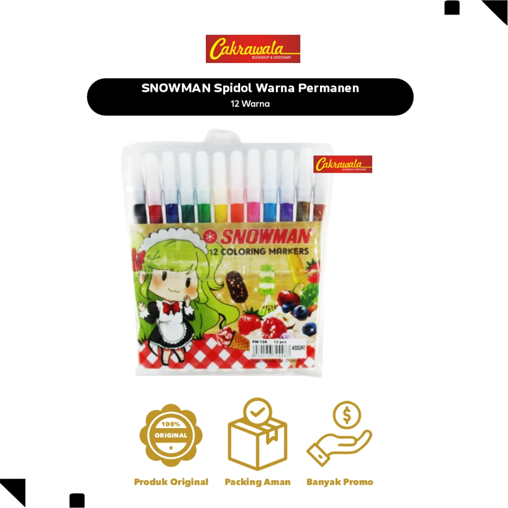 

SNOWMAN Spidol Warna Permanen | Marker Warna Menggambar dan Mewarnai | Spidol Permanent 12 Warna