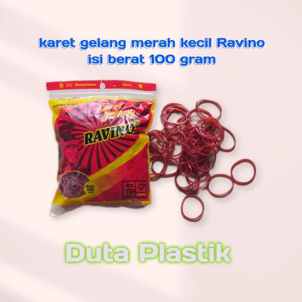 

Karet gelang merah kecil kualitas import ravino ( 100 gram)