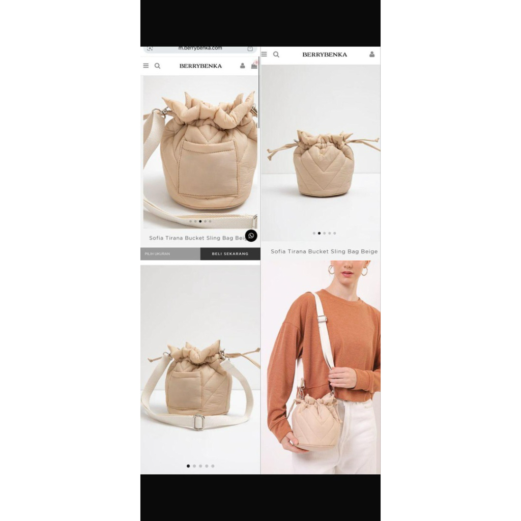 Berrybenka Sofia Tirana Bucket Sling Bag Beige