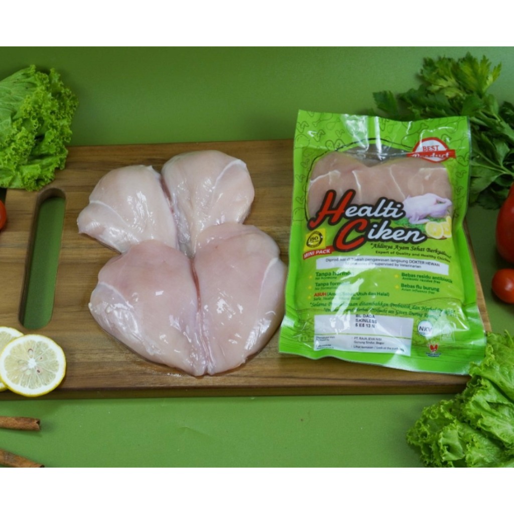 

HEALTI CIKEN Ayam Boneless Dada Skinless | Probiotik & Herbal Produk | Daging Ayam Sehat | 400 - 500 gram / Pack