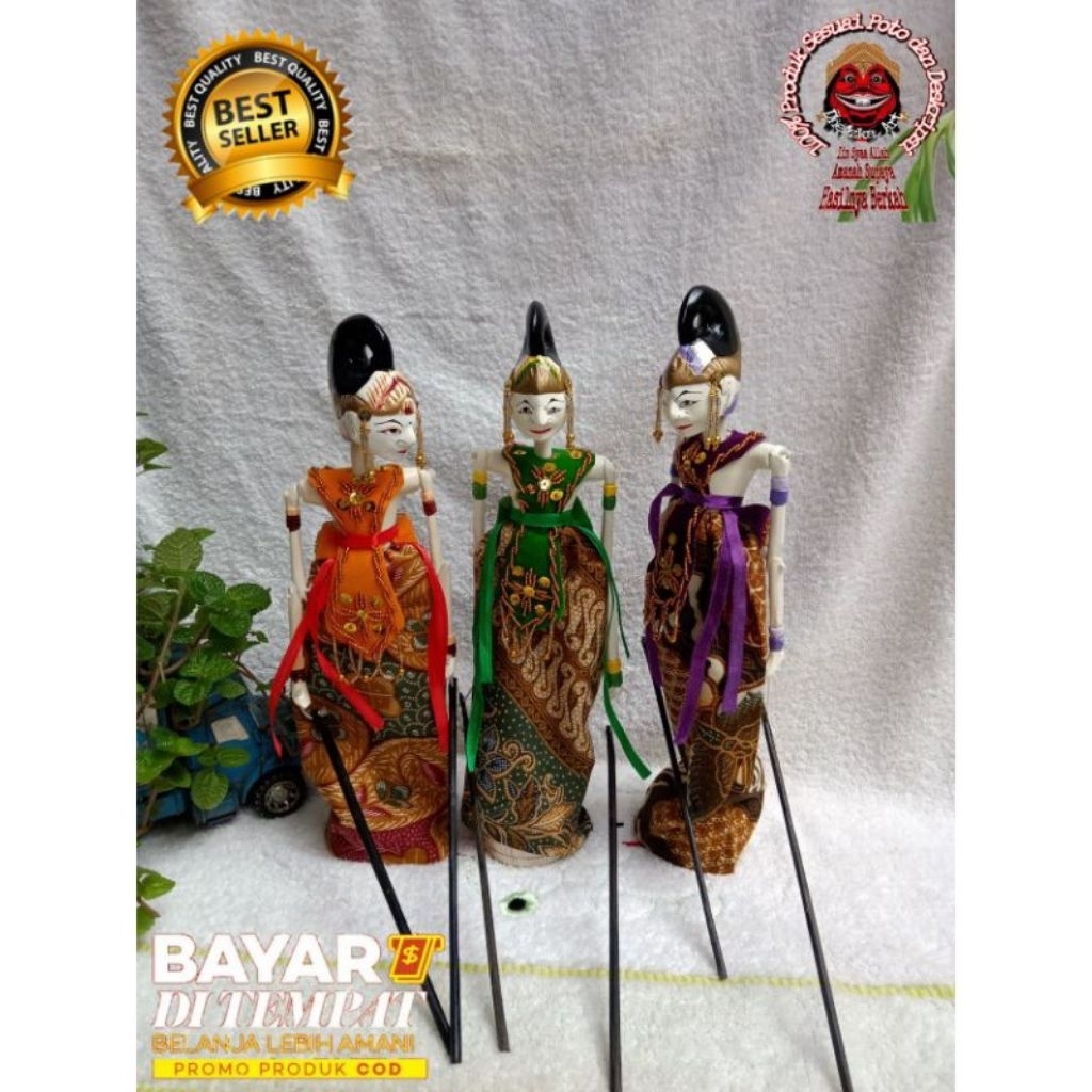 Wayang Golek Karakter - Tinggi ±30cm (Isi 1 Lusin / 12 Pcs) | Mix Karakter Rama, Sinta, Arjuna, Srik
