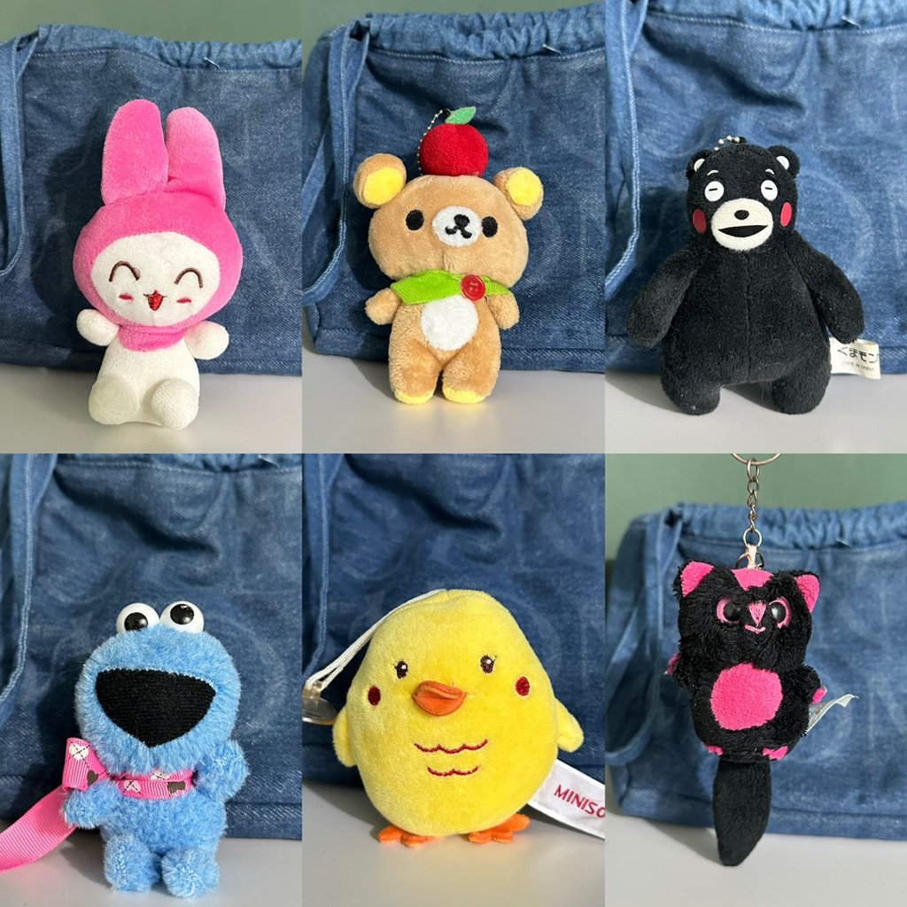 Gantungan kunci gantungan tas Bag Charm boneka mainan anak my melody | rilakkuma | elmo | miniso