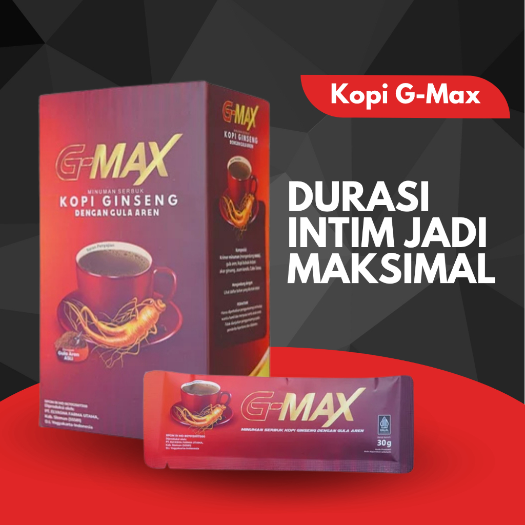 

Kopi herbal Gmax Original - Kopi Stamina Pria Kuat Tahan Lama - G-MAX Kopi Ginseng Dengan Gula Aren G MAX Coffee G MAXX Bubuk