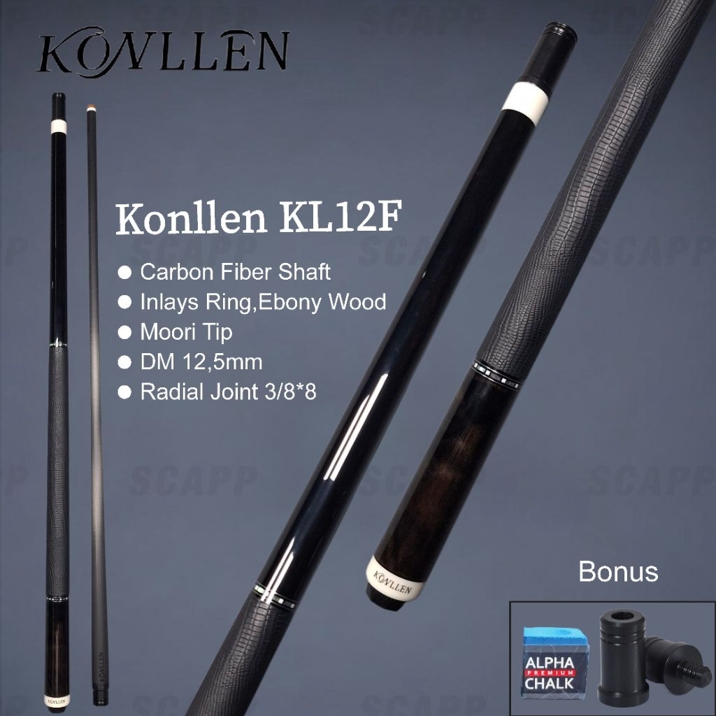 Konllen Kl12f Carbon Cue /Stick Billiard Ebony wood