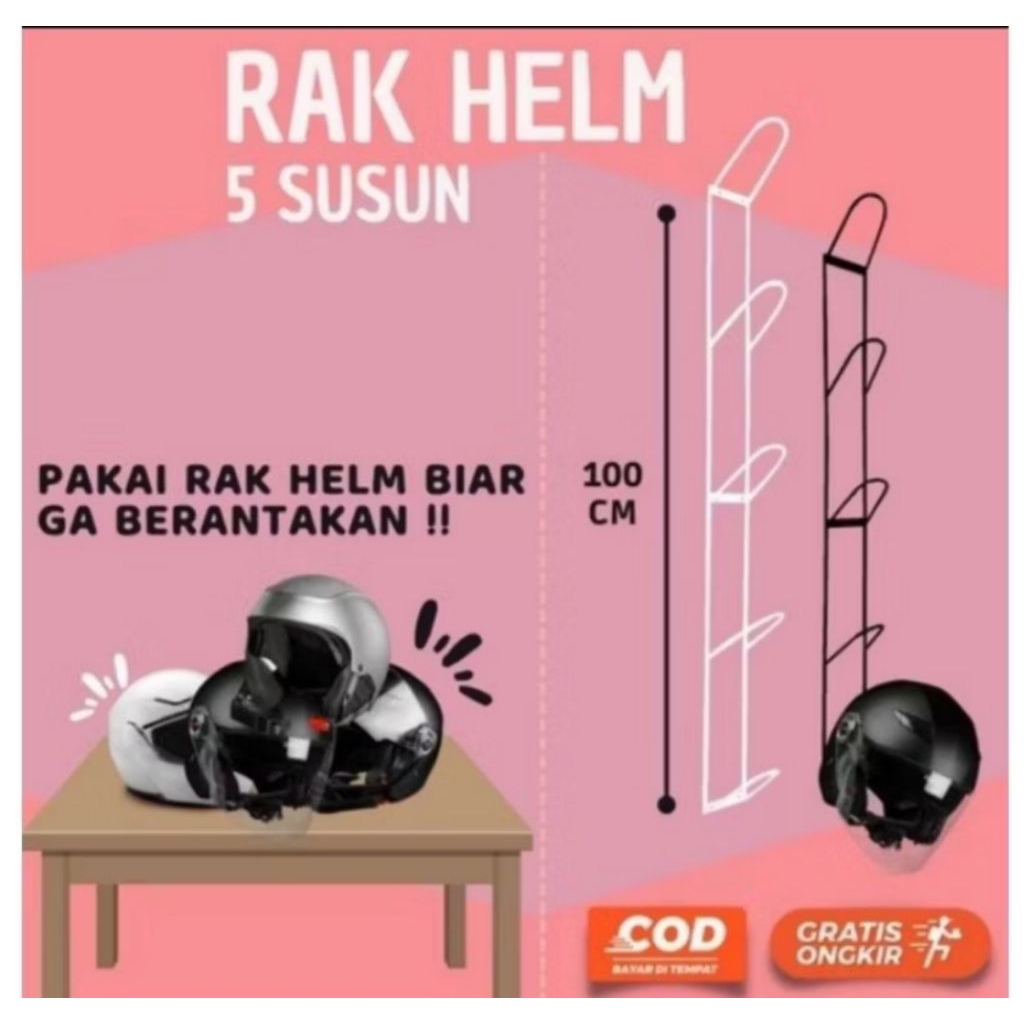 Rak helm 5 susun/Rak helm tempel/Rak helm serbaguna