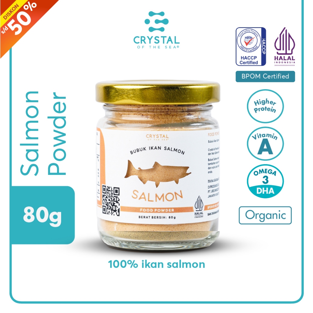

Crystal of the Sea | Salmon Powder (80GR) (20GR) / Bubuk Ikan Salmon - Bumbu Kaldu MPASI NON MSG