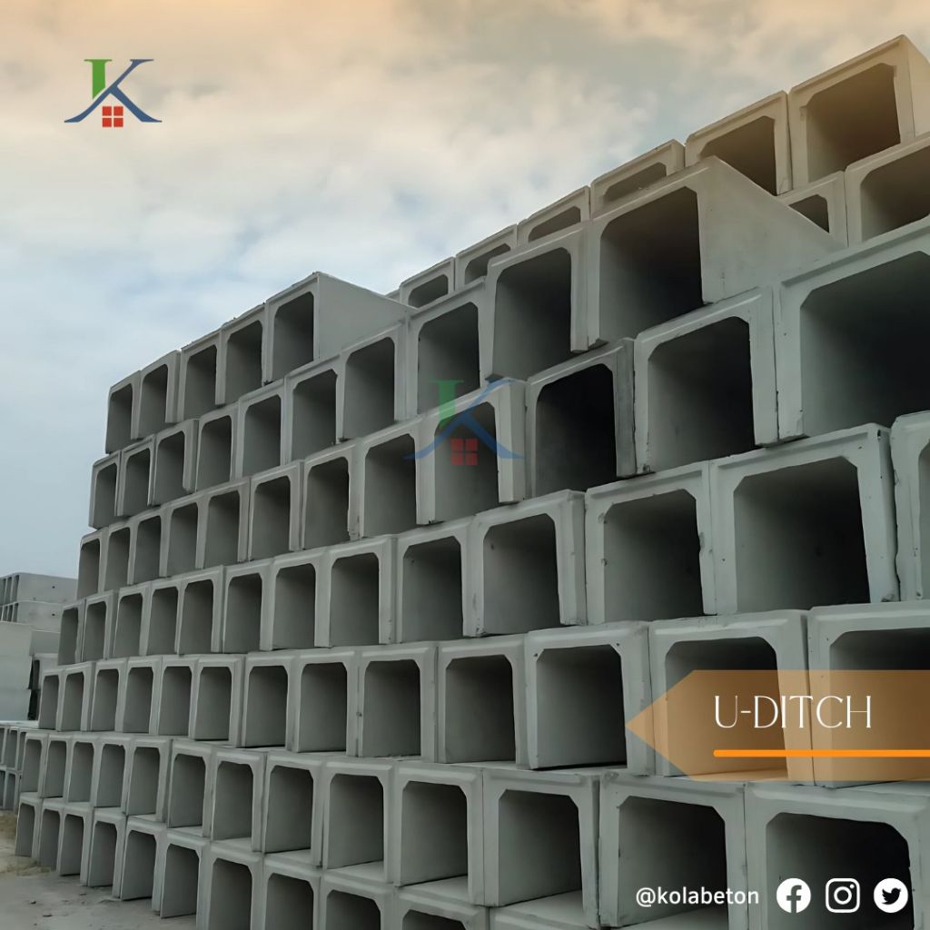 U-Ditch Beton, U-Ditch 60×60×100cm Mutu K300 ( U-Ditch 60), Drainase Saluran Air U-Ditch, Yudit, Udi