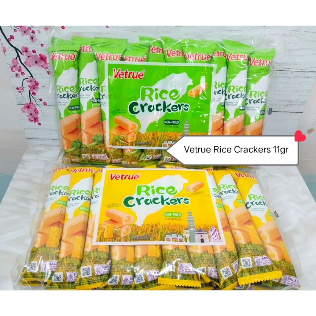 

VETRUE Rice Crackers Roll 11gram @1 Pak isi 20 Pcs ( Varian Rasa Sayuran & Keju) Exp Aman Best Quality Super Viral
