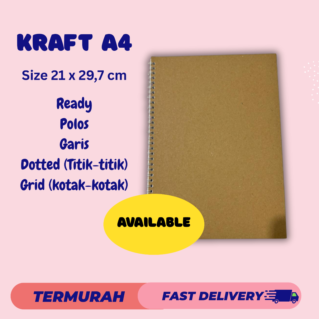 

BUKU TULIS NOTEBOOK Kraft catatan SPIRAL A5 ISI POLOS GRID GARIS DOT HVS RING TEBAL 100 HALAMAN
