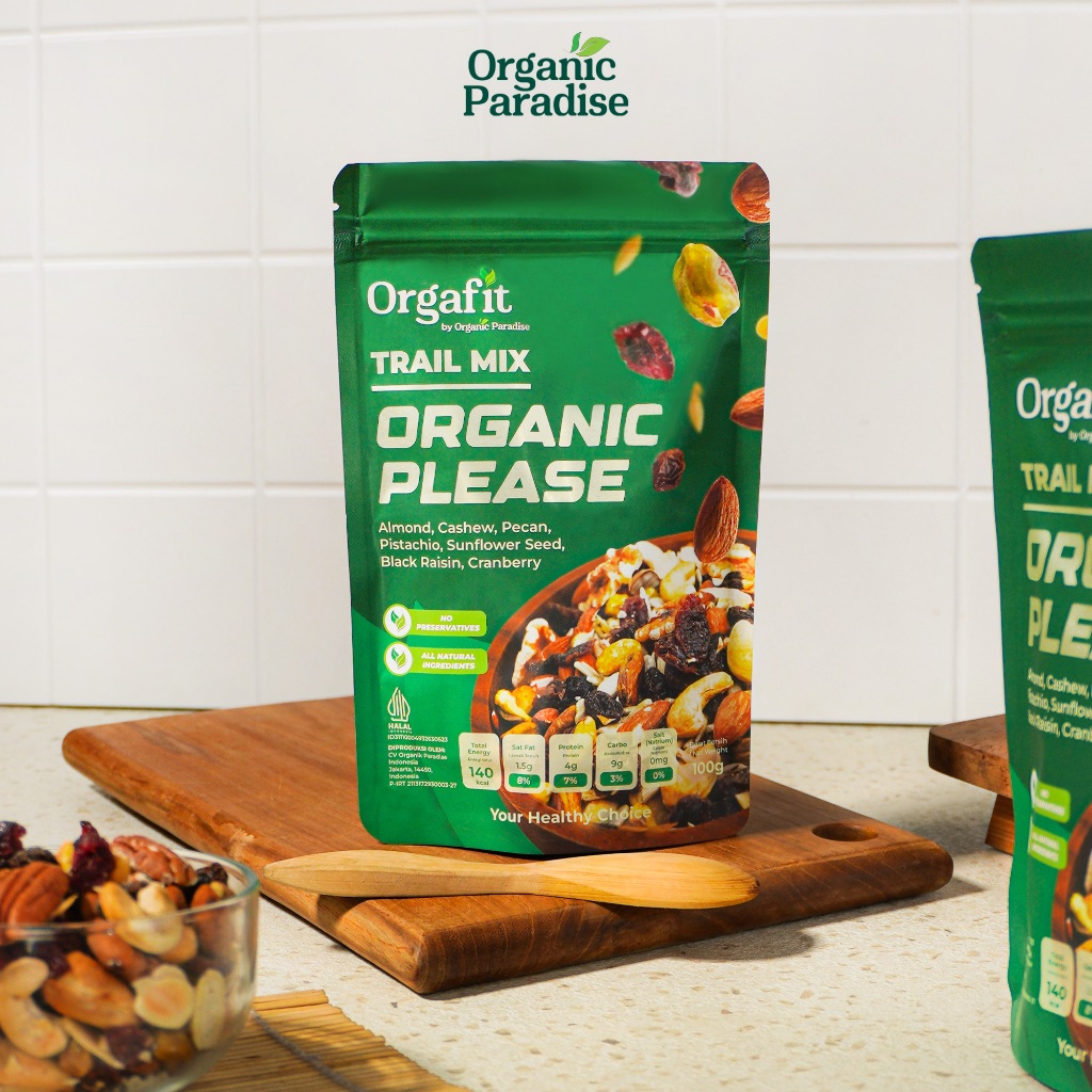 

Trail Mix Nut Organic Please 100 gram / Kacang Mix Nut Organic Please 100 gram Organic Paradise