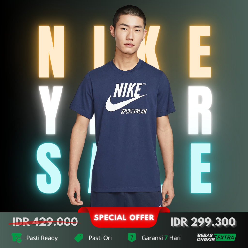 Kaos Nike Pria Crew Logo Nike Sportswear T-Shirt - Midnight Navy