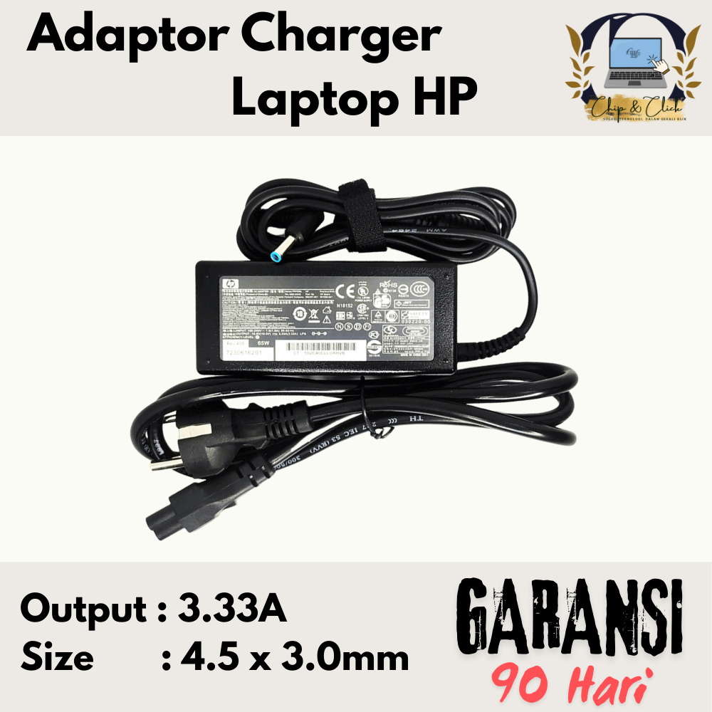 65W Adaptor Charger HP 14-b009AU 14-b146TU 14-b039TU 14-b059TU 3.33a 4530 BERGARANSI