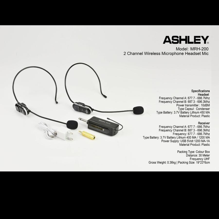 MIC WIRELESS ASHLEY MRH200 2BH MICROPHONE HEADSET MRH 200 GARANSI ORIGINAL