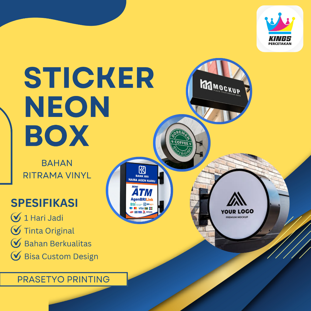 

Cetak Sticker Neon Box Bahan Ritrama Vinyl + Laminasi