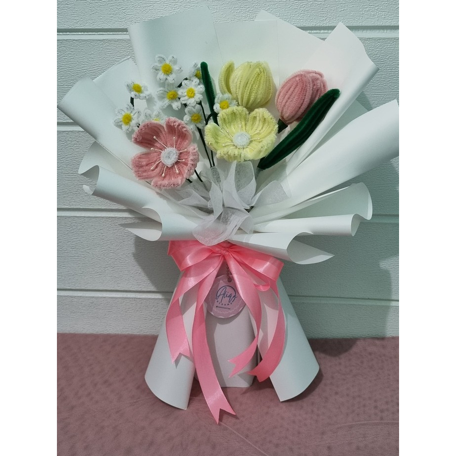 (READY STOK)  Buket Bunga Kawat Bulu / Buket Kawat Bulu / Buket Bunga Tulip Kawat Bulu/ Buket Bunga 