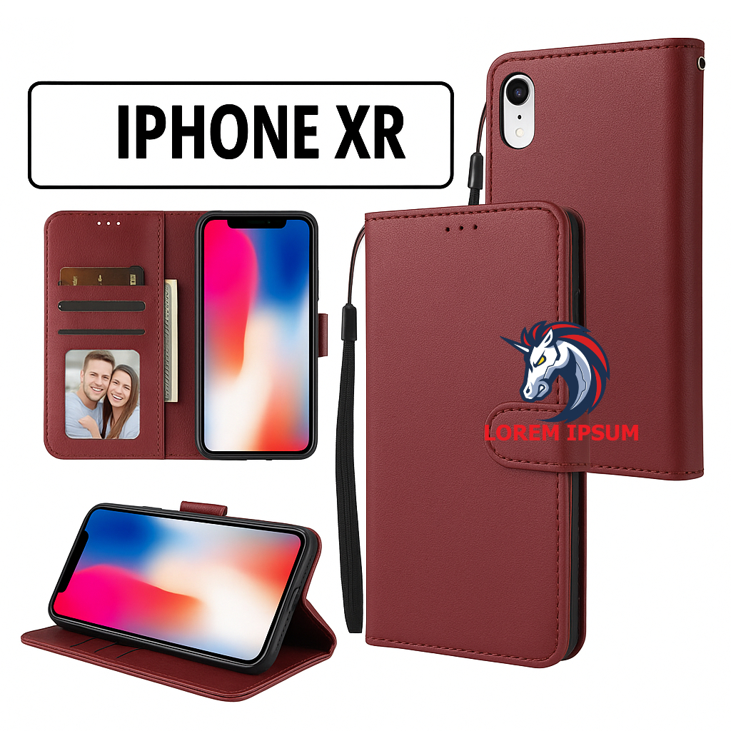 LEATHER CASING IPHONE XR CASE KULIT FLIP WALLET LEATHER KULIT PREMIUM SARUNG BUKA TUTUP KESING HP FL