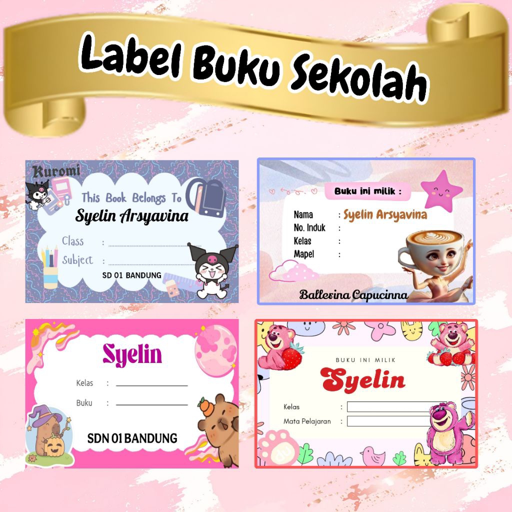 

(ISI 25 PCS) LABEL BUKU SEKOLAH ANAK CUSTOM
