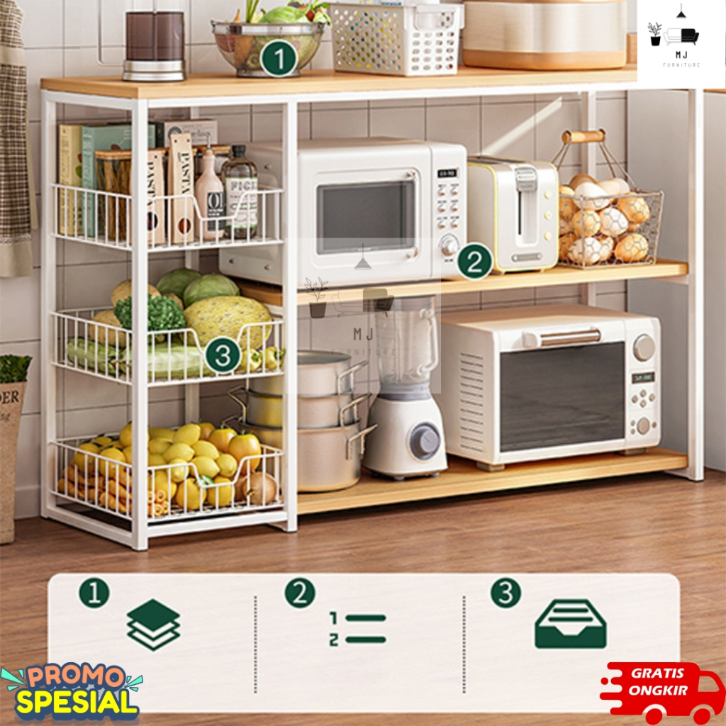 Rak/ Dapur Susun Minimalis Rak /Oven Microwave Bumbu Dapur/ Serbaguna Minimalis/ Kayu Serbaguna Rak