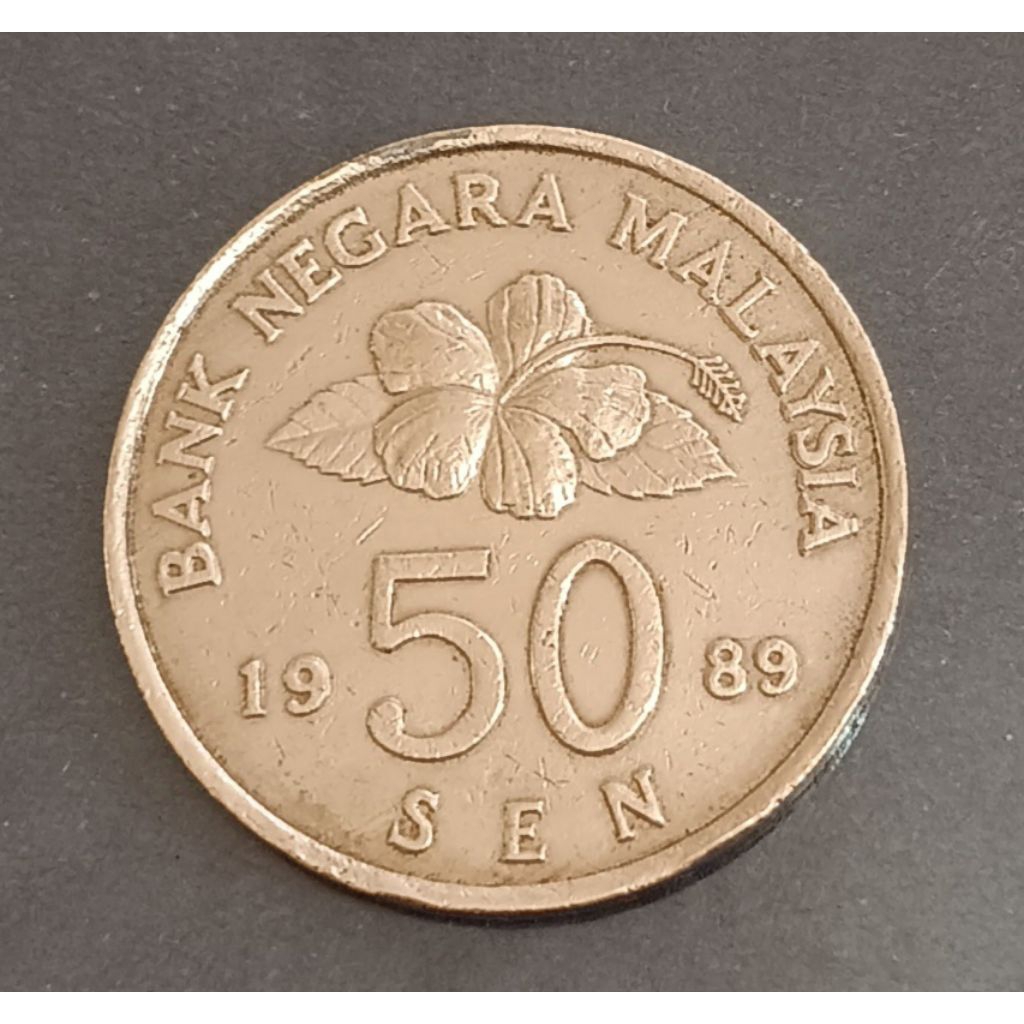 koin Malaysia 50 cent bunga raya tahun 1989..