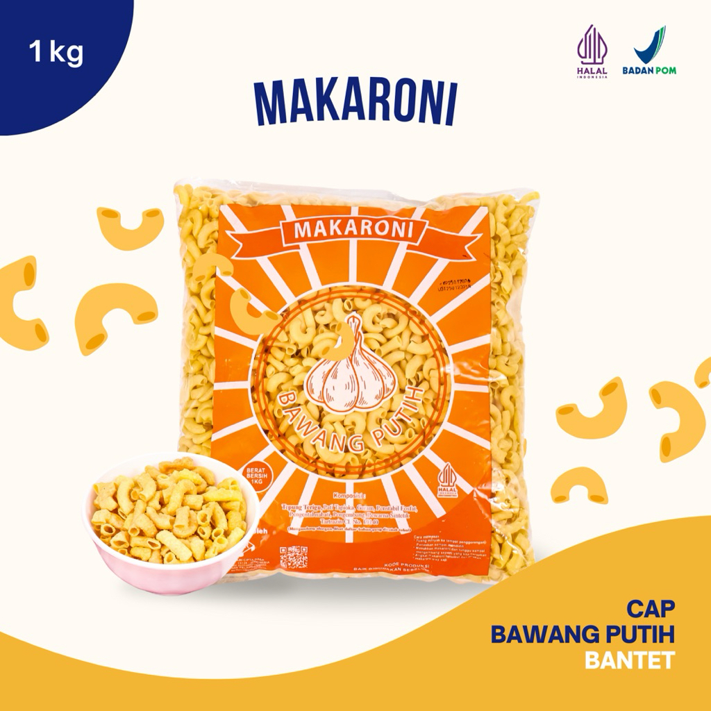 

Makaroni Mentah Bantet Cap Bawang Putih 1Kg Kualitas Super