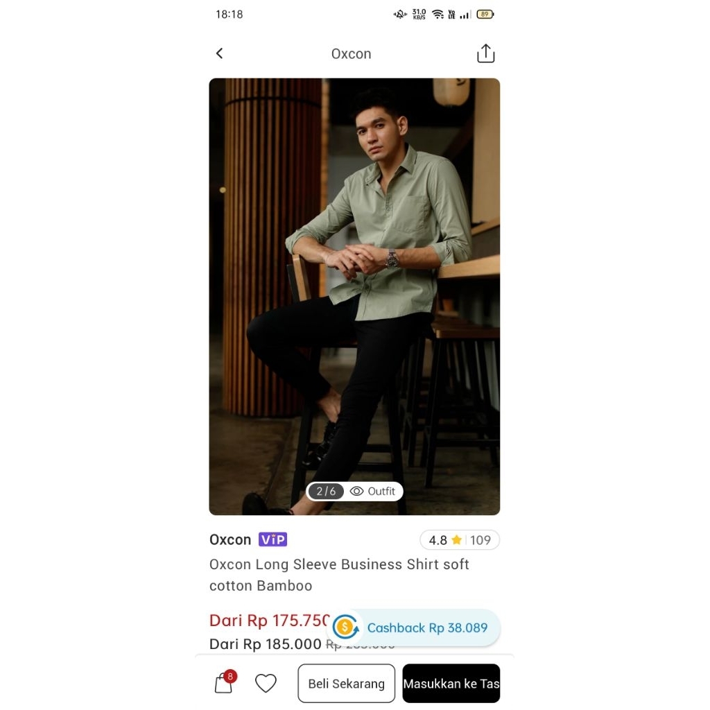 kemeja OXCON - warna bamboo ( size L )