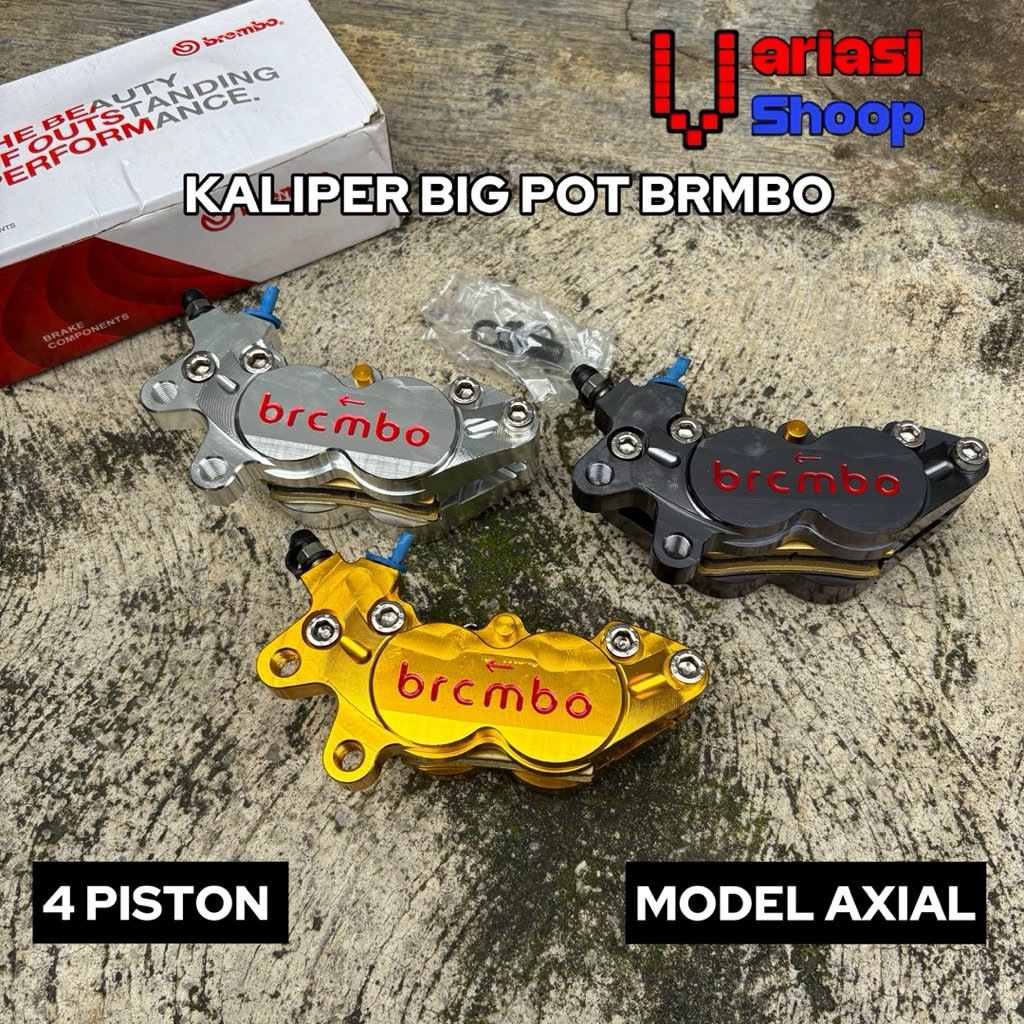 kaliper brembo 4 piston axial kiri universal full cnc berkualitas