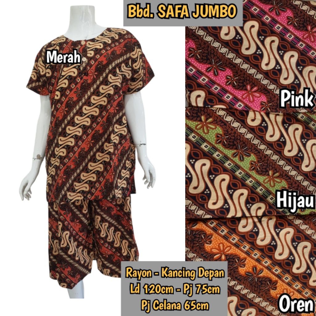 Setelan Kulot Baju Tidur Babydoll Batik Jumbo, Piyama Pendek Wanita