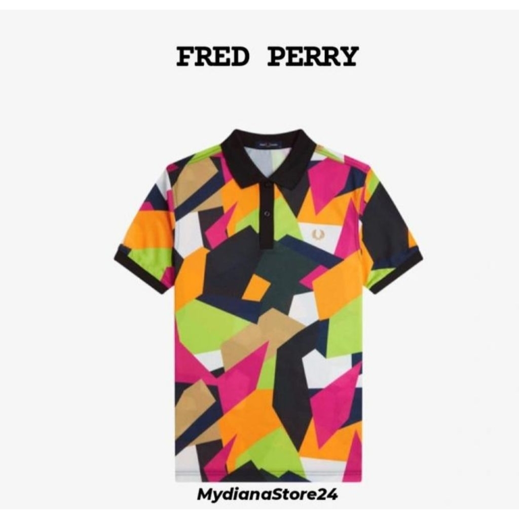 FRED PERRY MEN'S - FRED PERRY ON COURT PRINTED FRED PERRY SHIRT - TENNIS BLUE