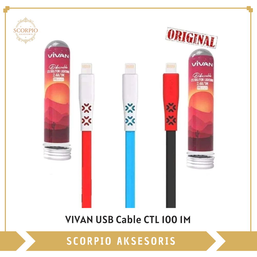 Kabel Data VIVAN CTL100 Lightning 1M – Kabel Cas iPhone Fast Charging Original