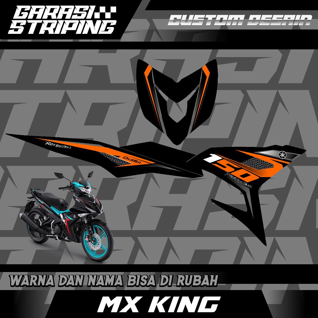 STRIPING CUSTOM VARIASI TRANSPARAN MX KING  STICKER VARIASI MOTIF TERBARU KEREN MERAH HITAM