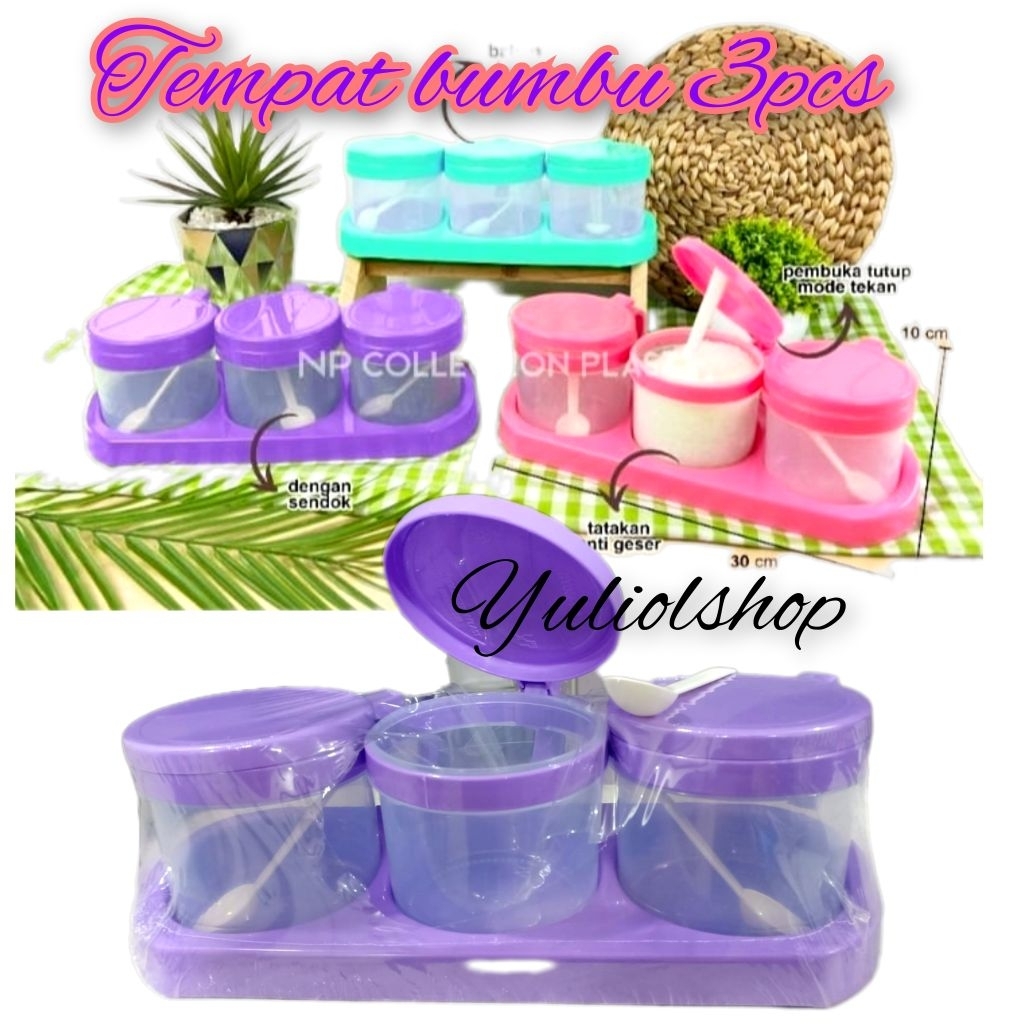 Promo Tempat Bumbu Dapur Set 3Pc Warna Unik