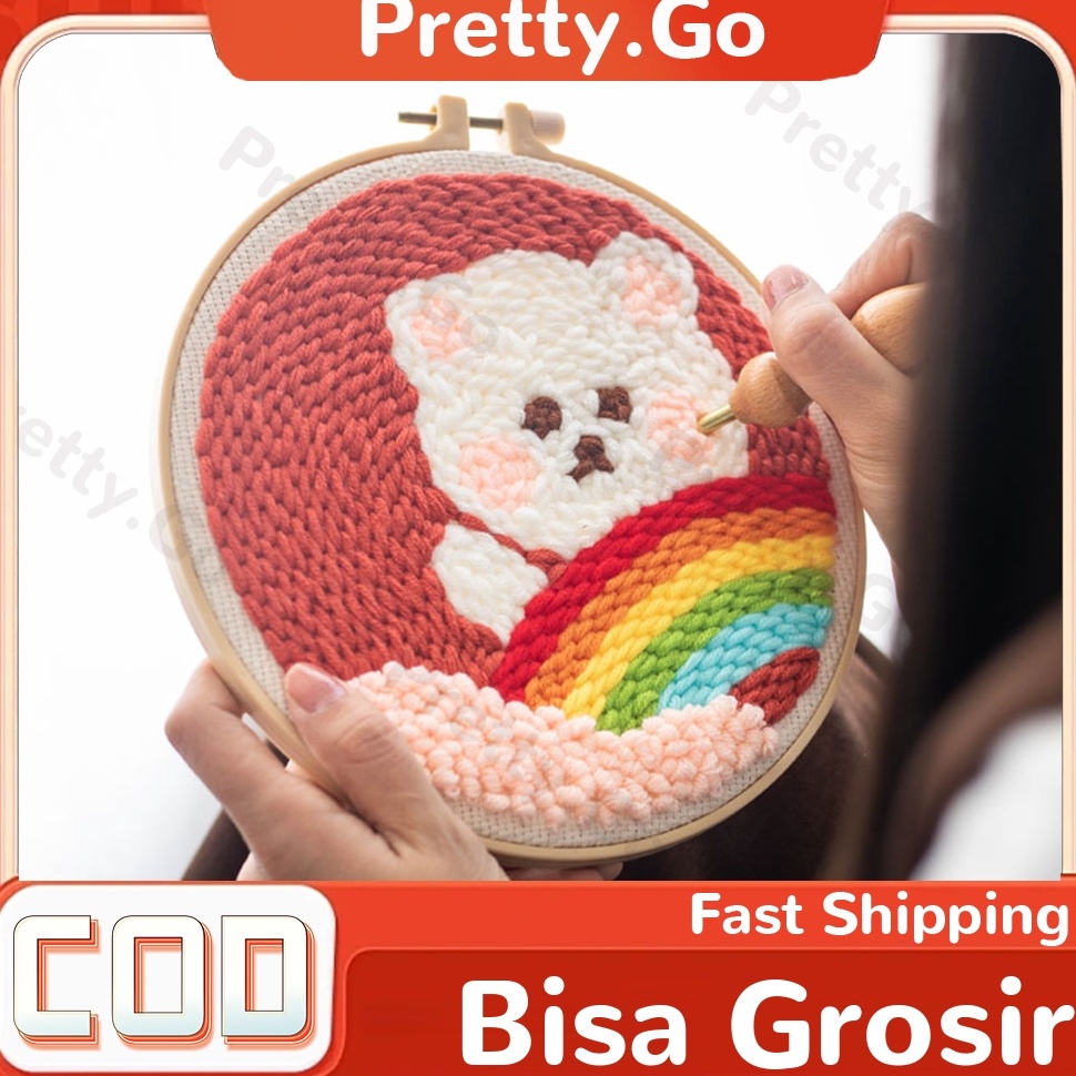 KODE N4V DIY Paket Sulam Tangan Set  Punch Needle Embroidery Kit Lengkap DIY Paket Sulam Menyulam Pa