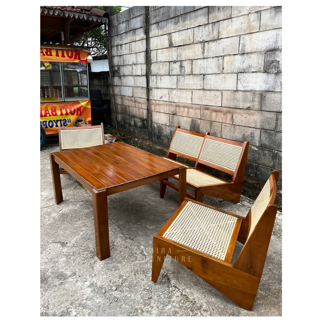 Kursi Tamu Set meja tamu Rotan Kursi Rotan minimalis kayu jati Kursi Cafe Minimalis Kursi Makan Rota