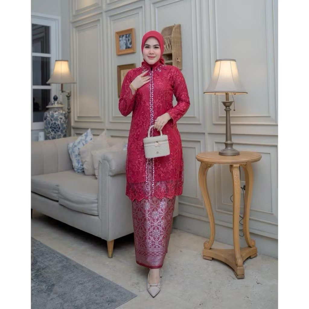 kebaya Fatmawati tille payet Tunik kombinasi payet mutiara